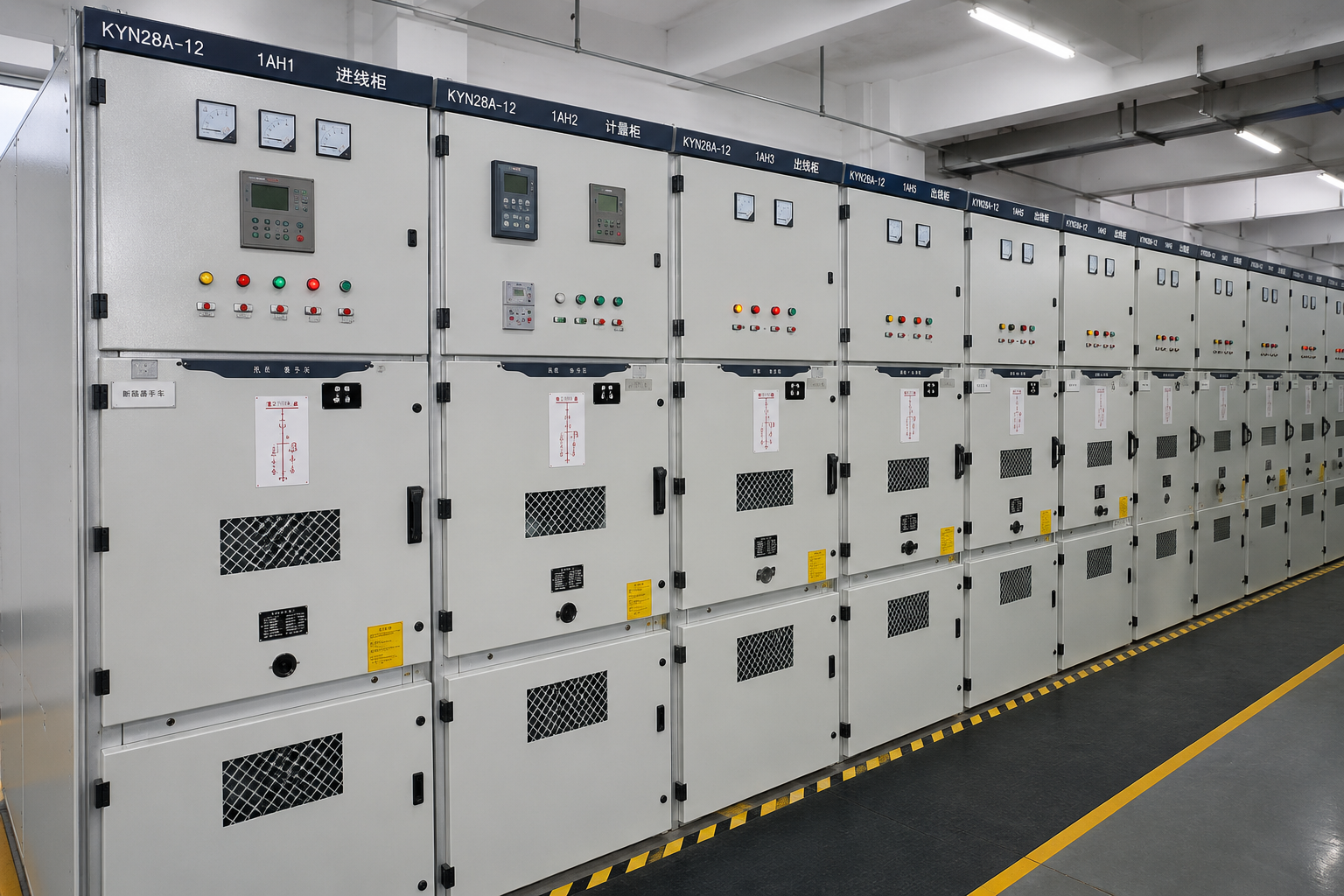 KYN28 medium voltage switchgear installed in substation