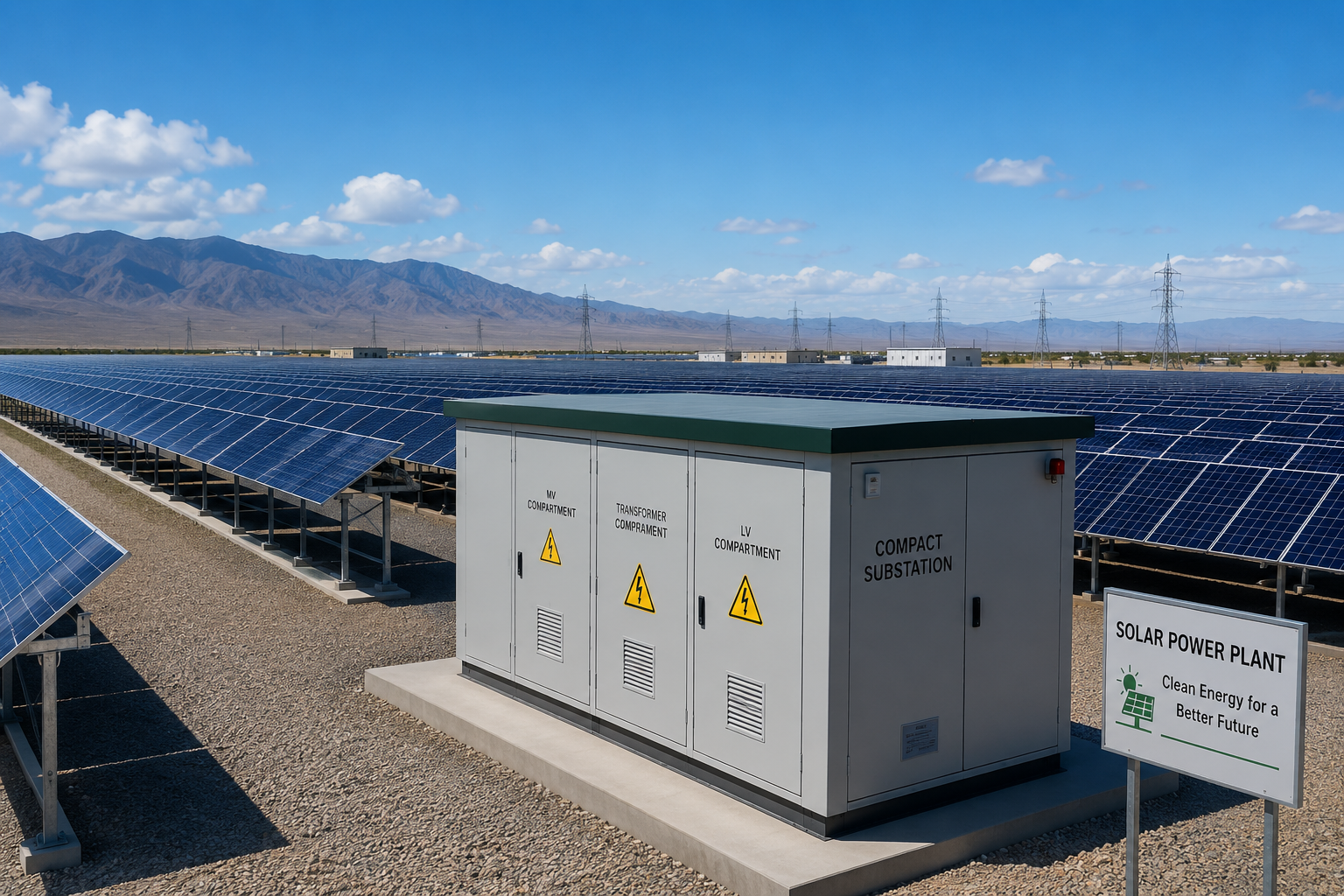 compact substation in solar power plant