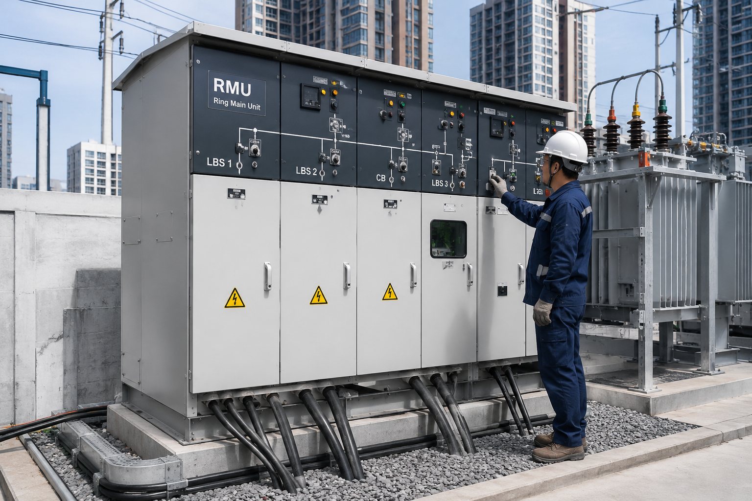 Modern RMU switchgear installed in urban power distribution network.png